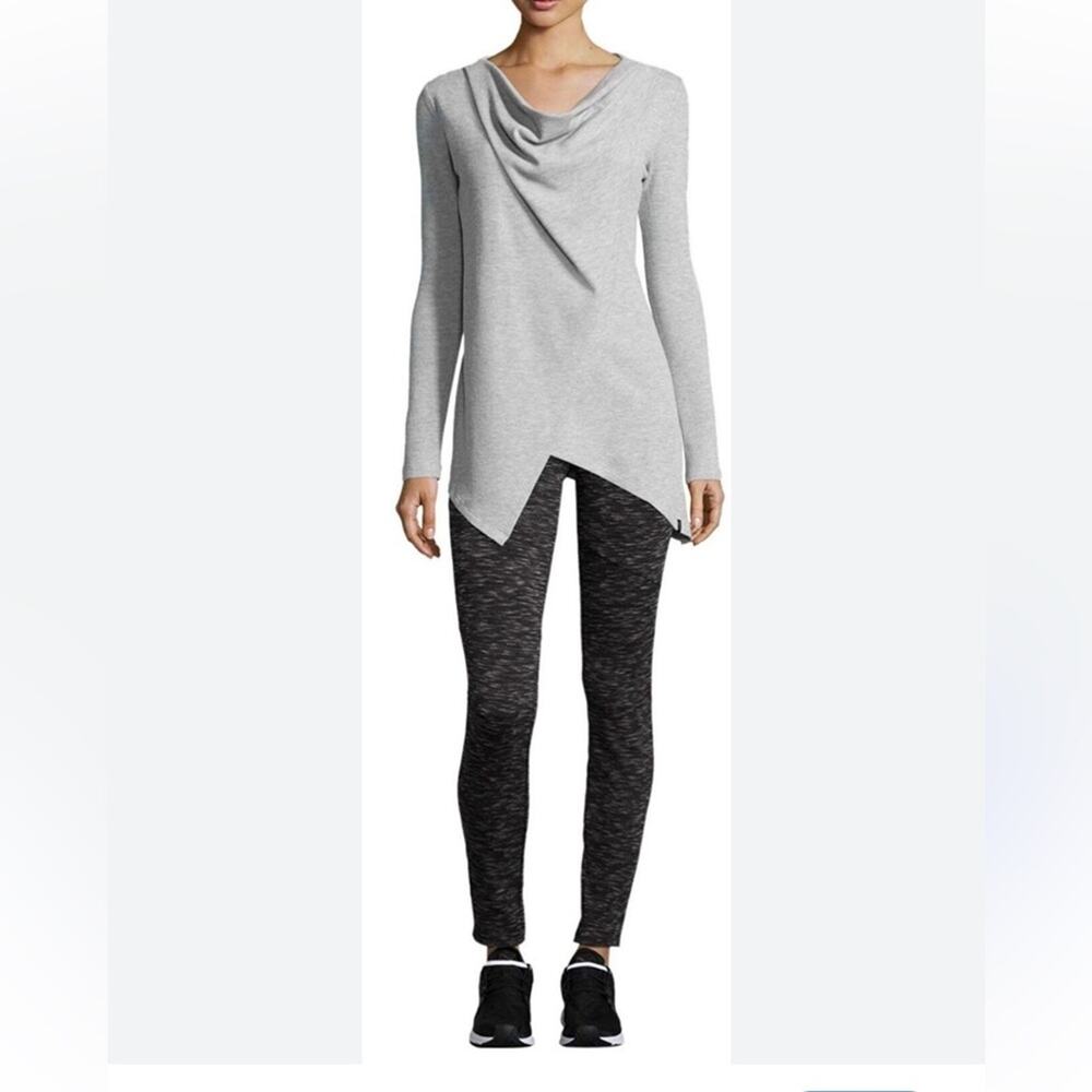 Andrew Marc New York Asymmetrical Cowl-Neck Tunic Ribbed Top Draped